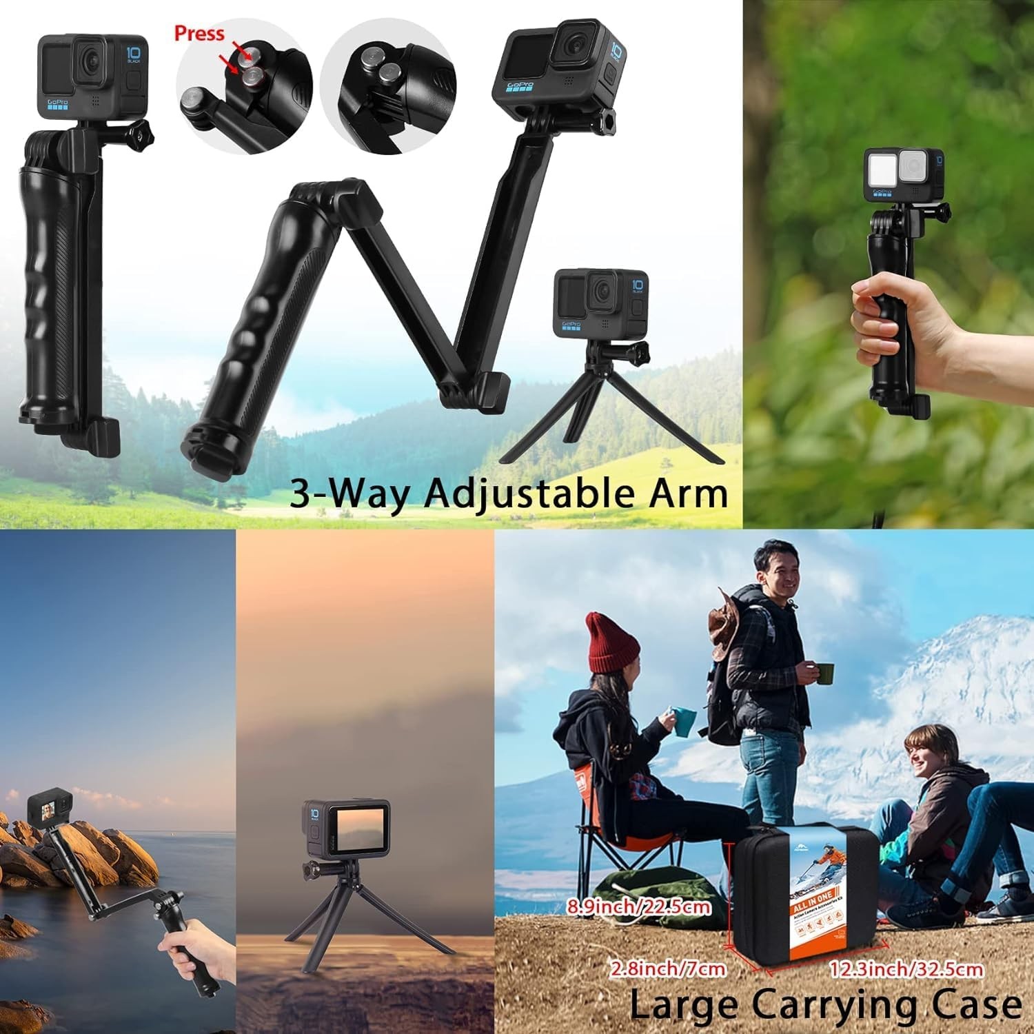 Action Camera Accessory Kit Waterproof Housing Straps