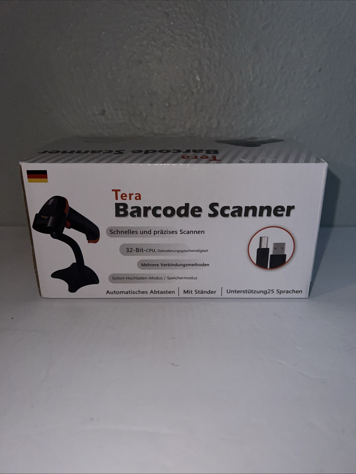 TERA EV0004-1 1D/2D Wireless or Wired Barcode Scanner With Stand - Orange