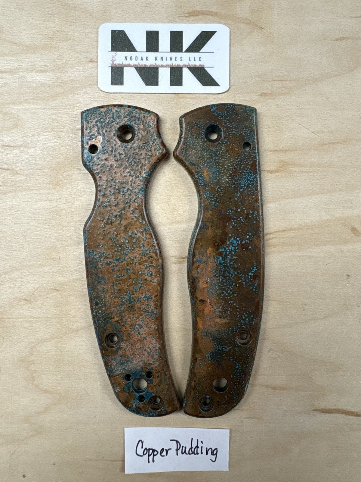 Nodak Custom “Copper Pudding” Shipwreck Copper Spyderco Shaman Handle Scales