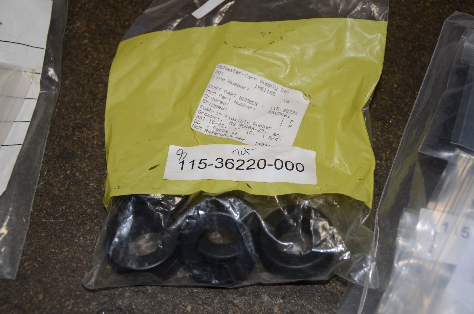 Push In Flexible Rubber Grommet 9307K61 931-16-22 MS 35489-23 7 Count Lot NEW