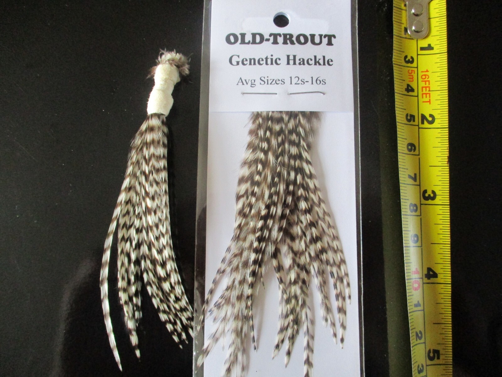 Genetic Hackle Cock Neck feathers Dyed and natural 12-16s metz grizzle b/w