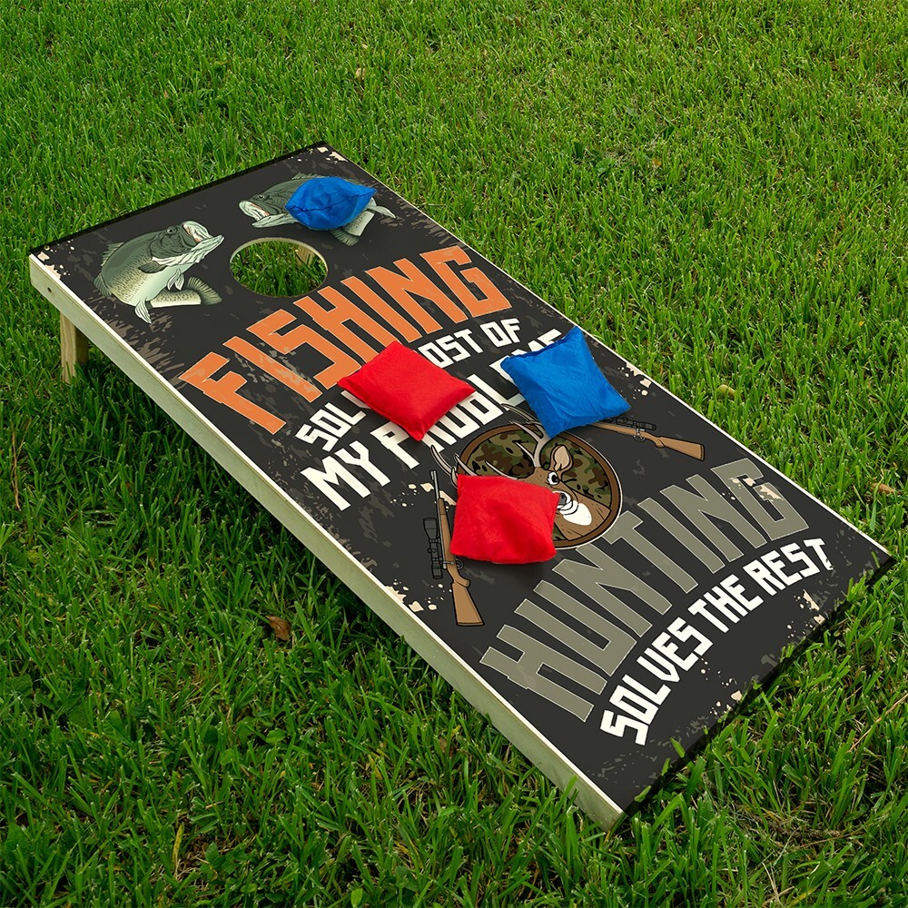 Fishing Solves Most of My Problems Hunting Solves the Rest Cornhole Skins Wraps