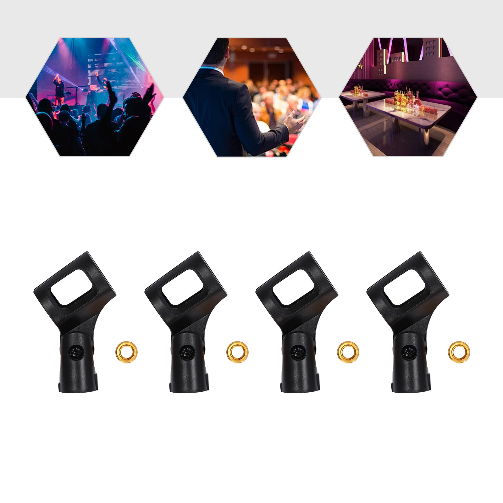4 Pcs Universal 180° Microphone Clips Clamp Holder For Wired/ Wireless Mic Stand