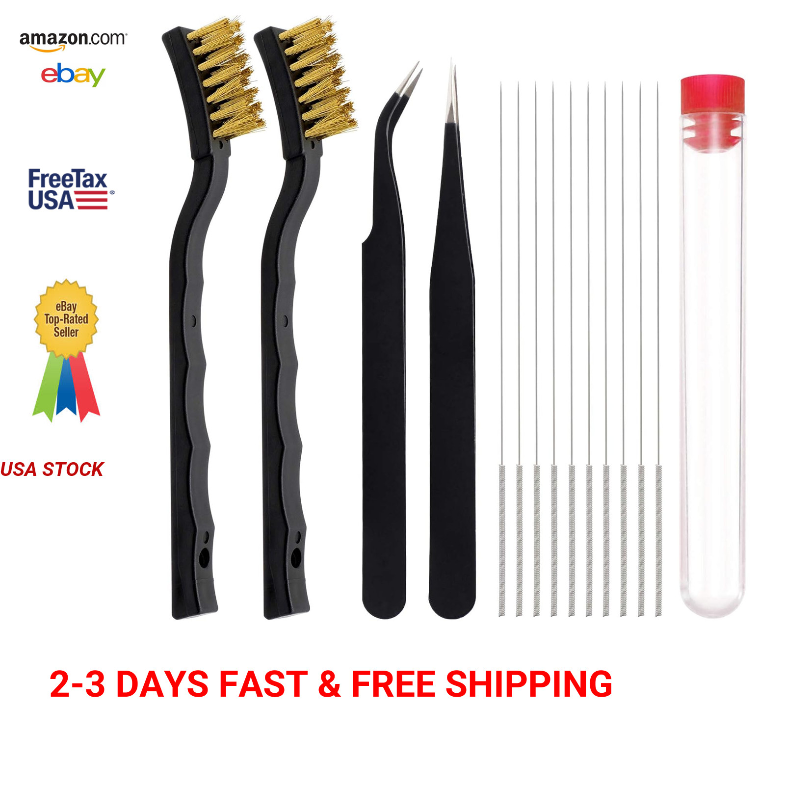 3D Printer Nozzle Cleaning Kit with Brush 10 Pieces 0.4 mm Needles Tweezers Wire