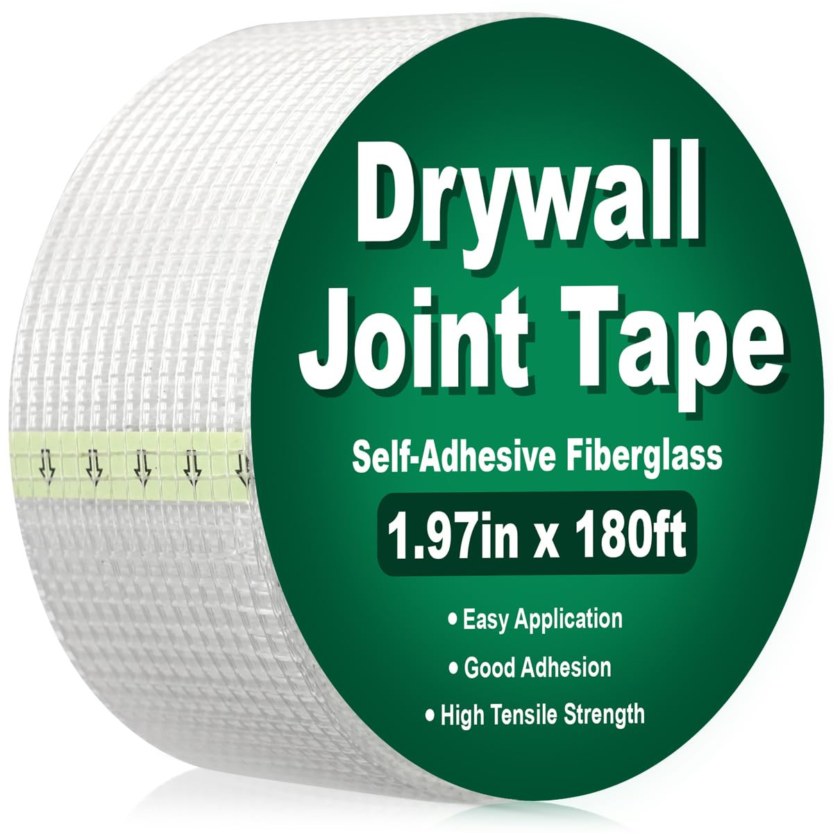 Drywall Joint Tape 1.97IN x 180 FT, Heavy-Duty Self-Adhesive Fiberglass Mesh Tap