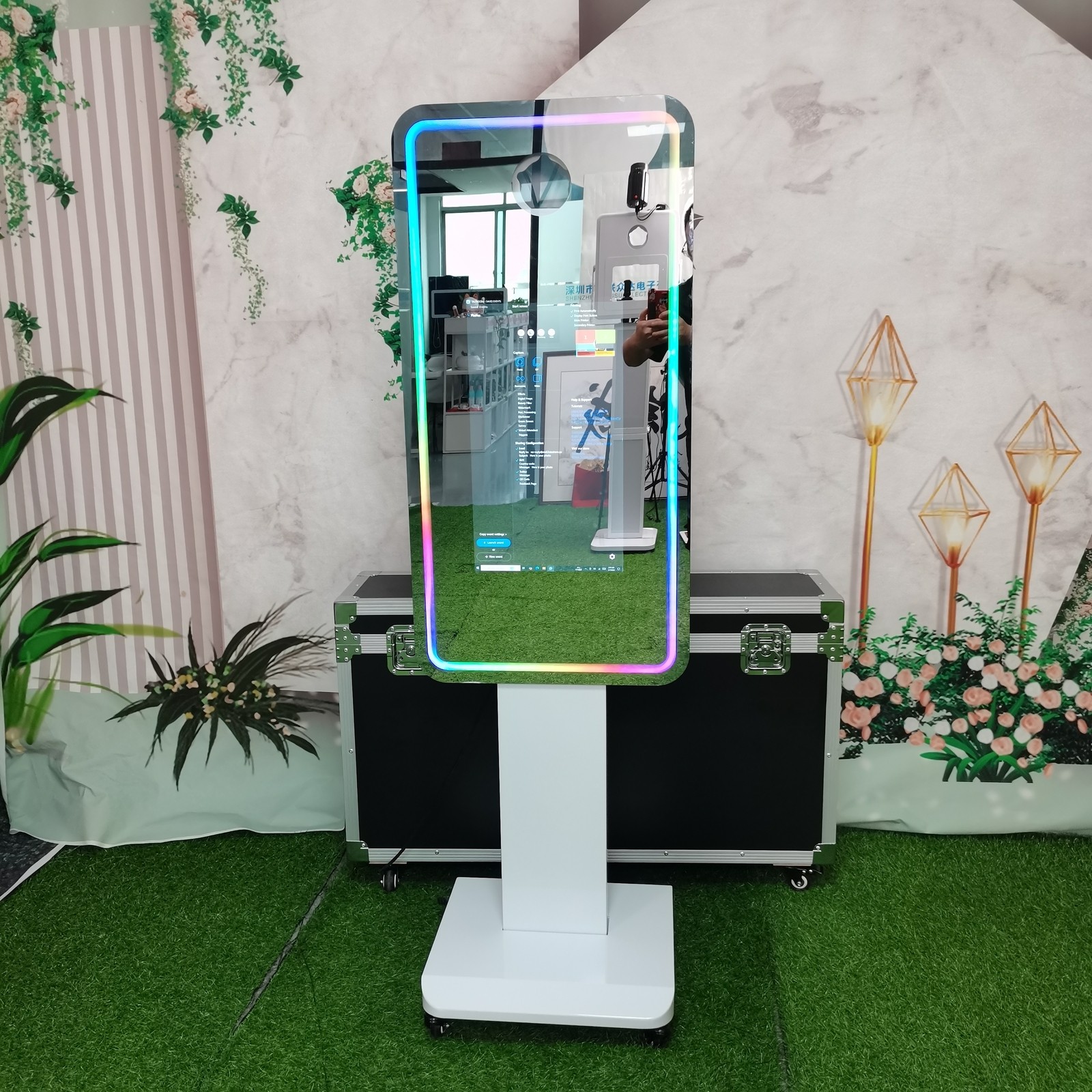 21.5" Magic Mirror Photo Booth w/LCD Touch Screen Camera Selfie DSLR Machine