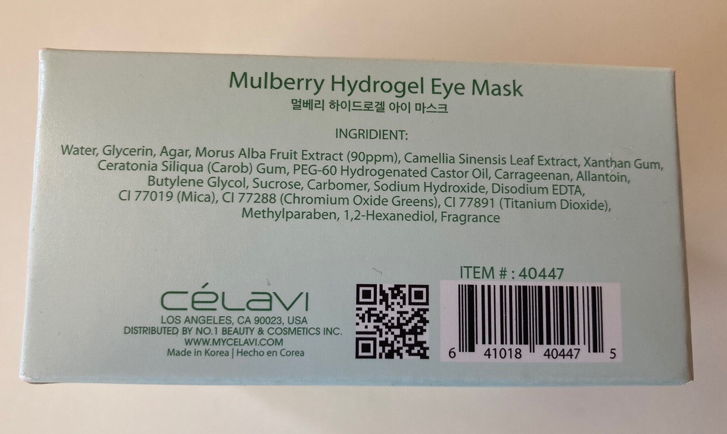 Mulberry Hydrogel Eye Mask Celavi Brand 40 Sheets New In Box