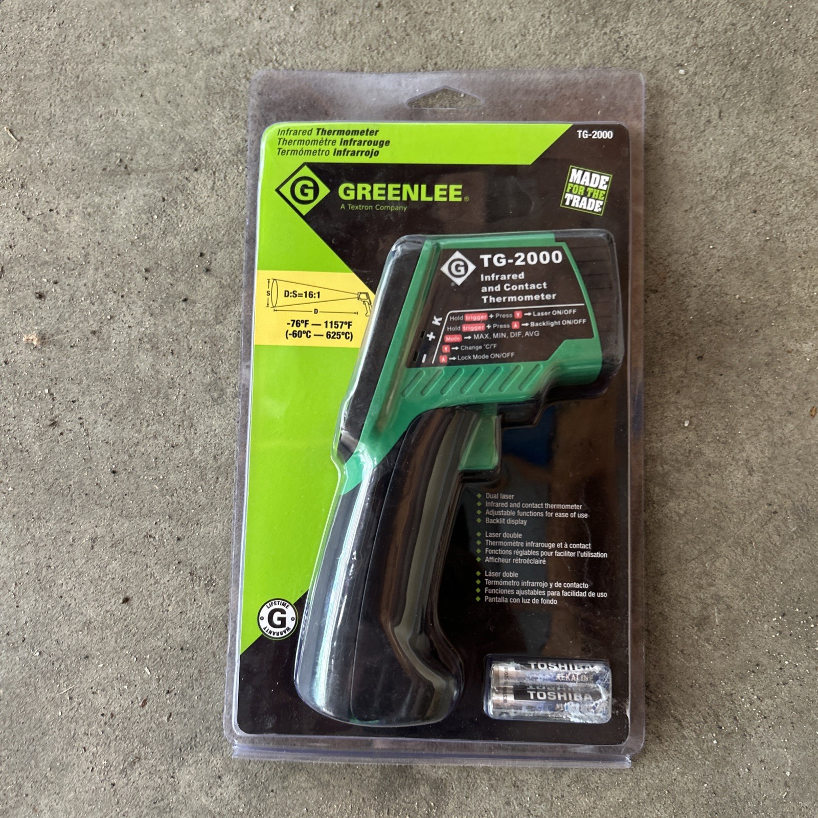 Greenlee TG-2000 Dual Laser Infrared Thermometer, Non-Contact Temp Measurement