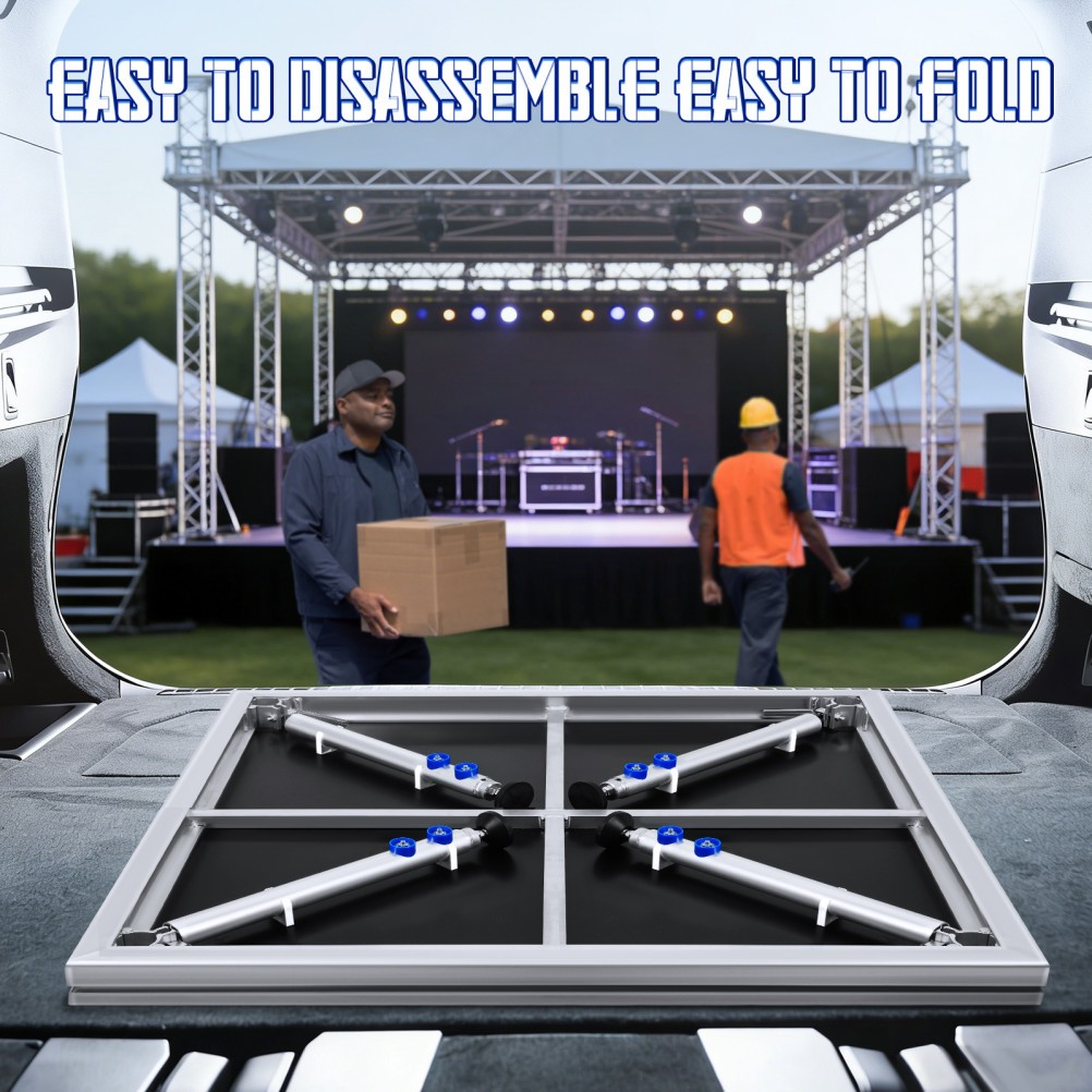 4 x 4 FT Lightweight Aluminum Performance Stage Riser Height Adjustable 24" -40"