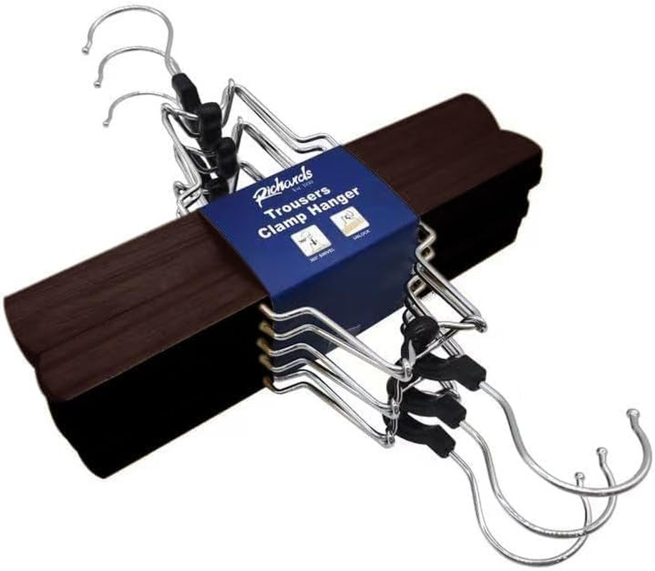 Wooden Pants Hangers - Wood Skirt Hangers - 6 Pack - for Men Shorts and Pants an