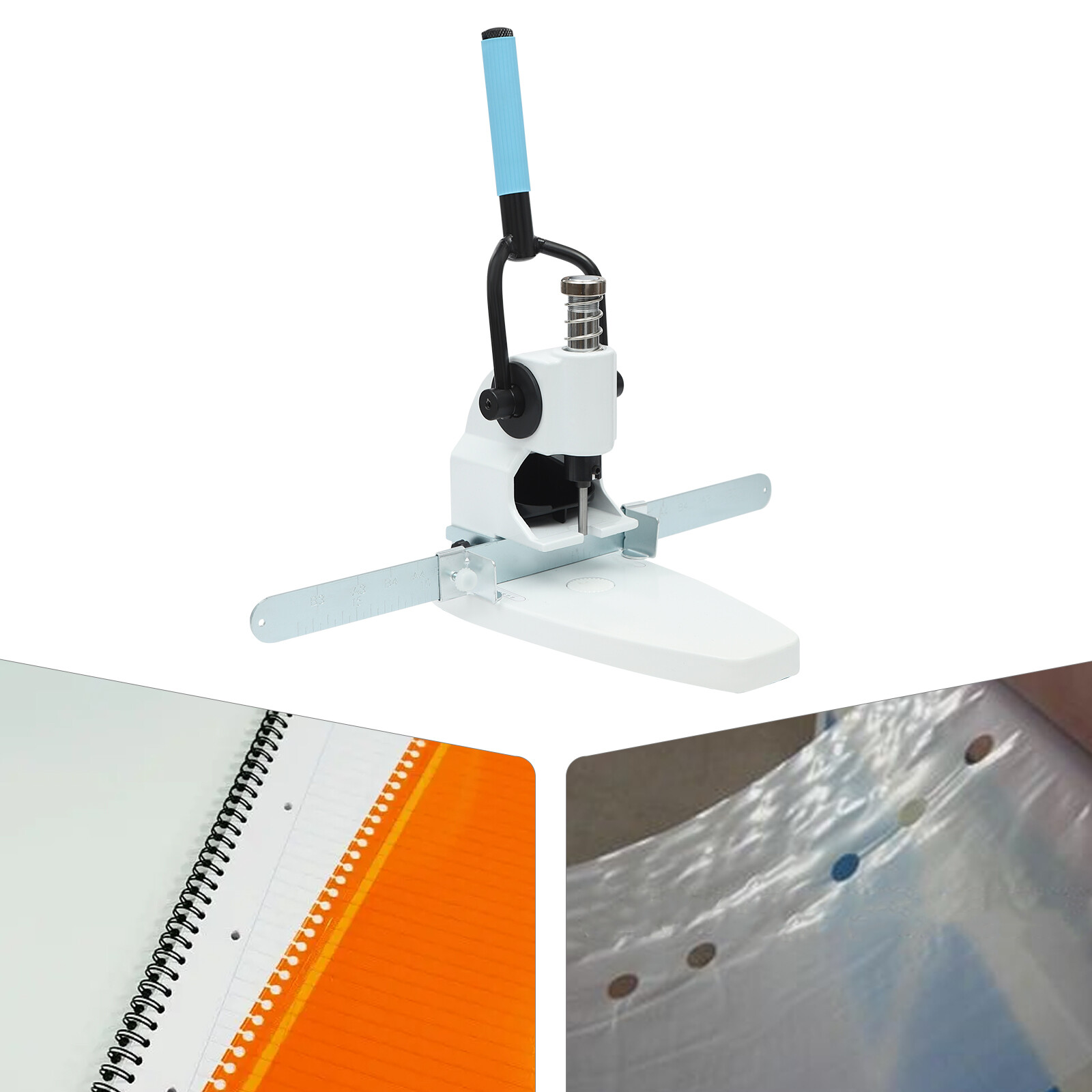 White Manual Single Hole Punching Machine Paper Hole Puncher for School / Office