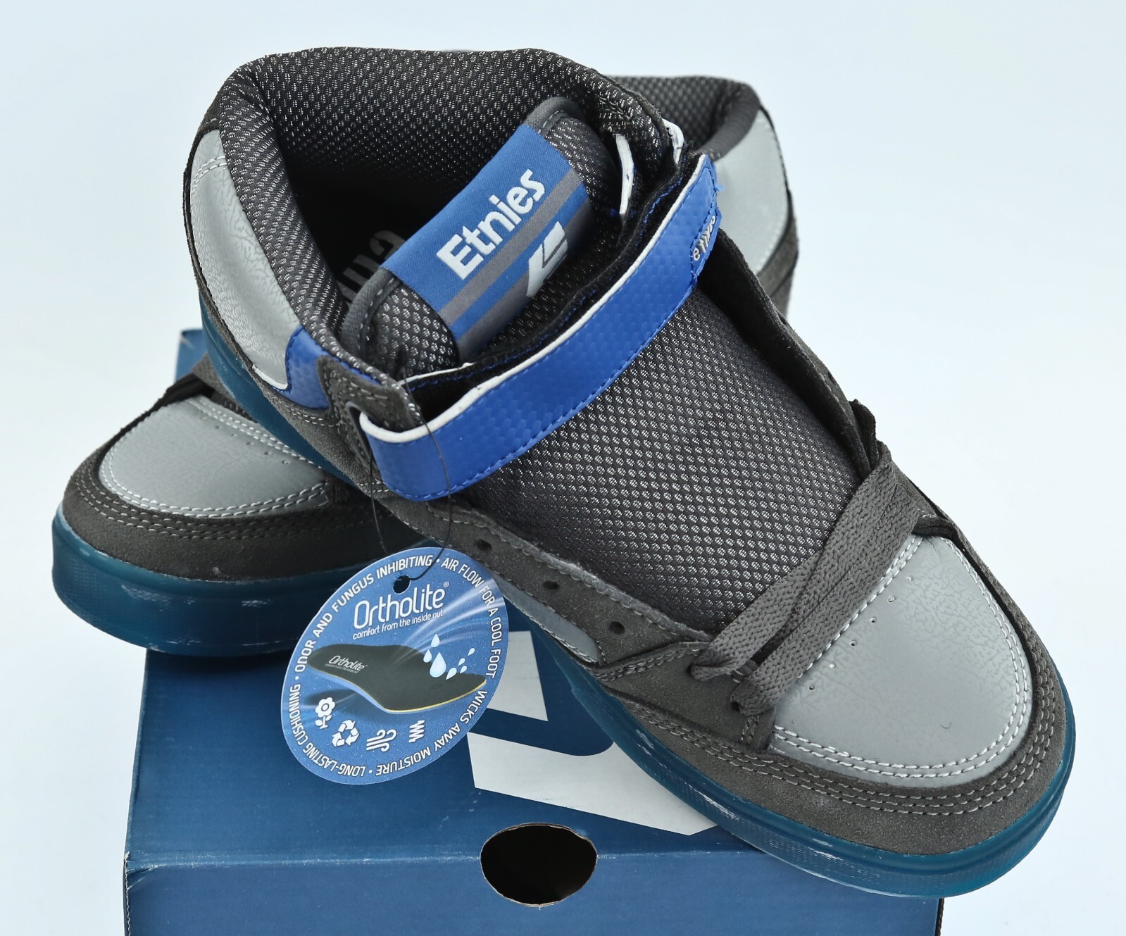 ETNIES NUMBER MID Skate Skateboard BMX Shoes Ross, Mens US 7, grey blue, NOS NEW