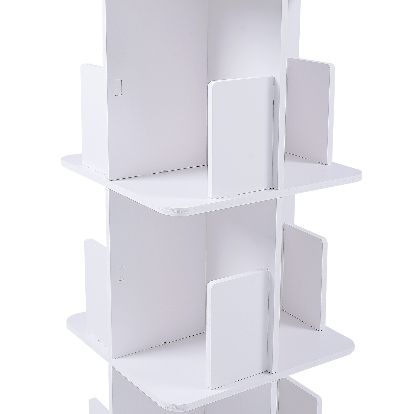 4-Tier White 360° Rotating Bookshelf Standing Bookcase Small Corner Bookcase