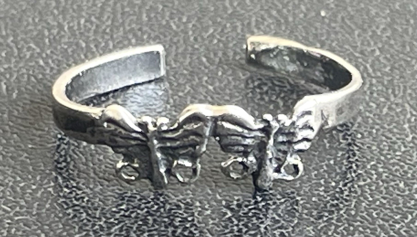 2 Butterflies Toe Ring Genuine .925 Sterling Silver Adjustable Stamped