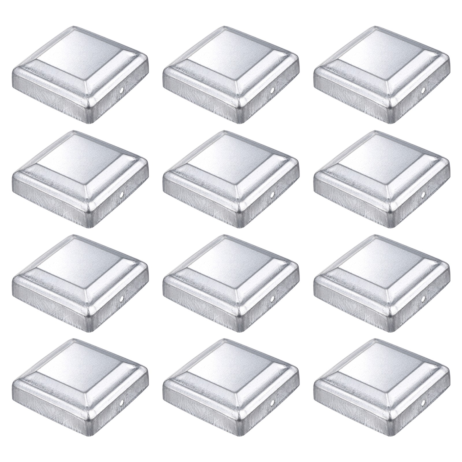 12Pcs Fence Post Cap, Galvanized Deck Post Caps Fit 3.2" x 3.2" Pipe, Silver