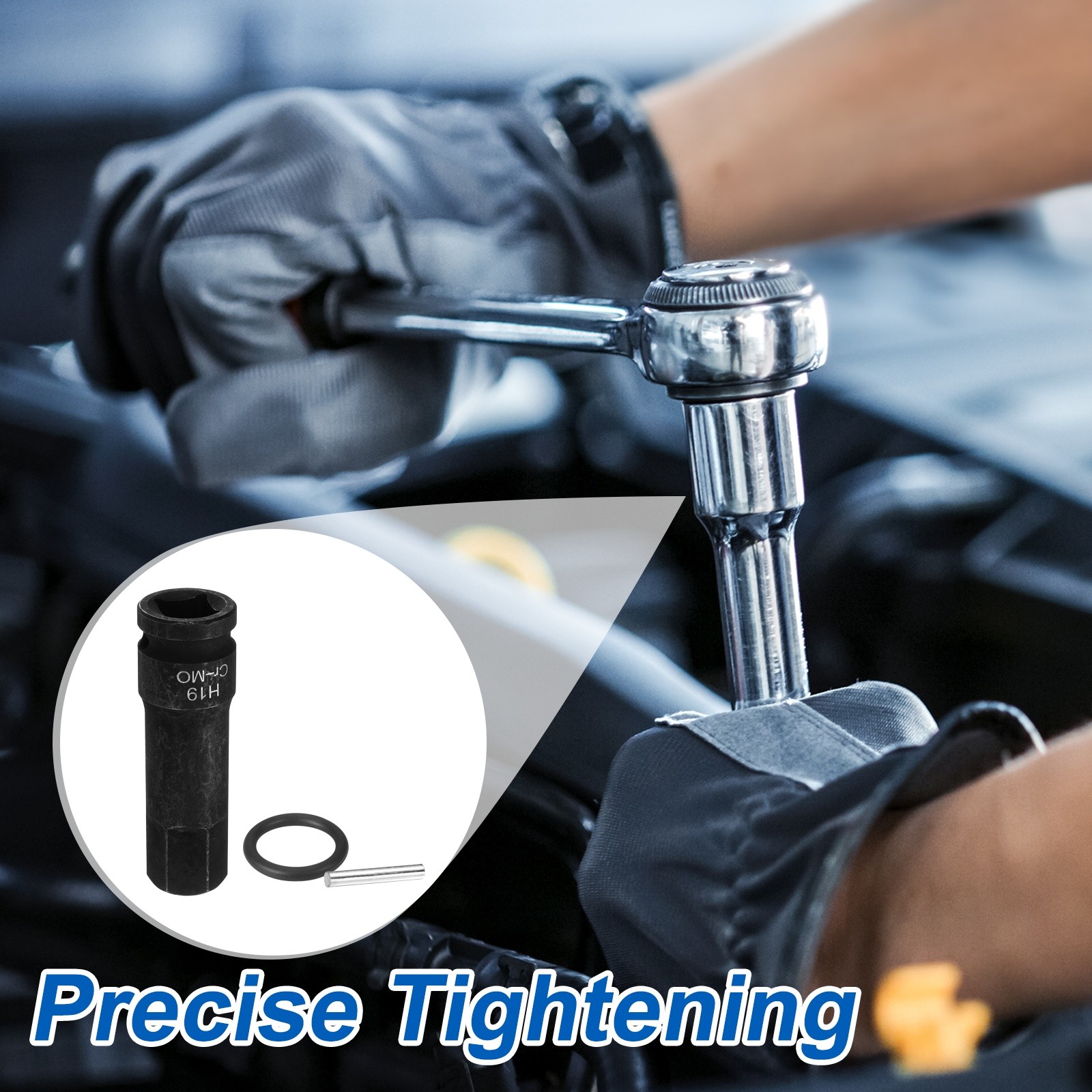 1/2" Drive Impact Hex Bit Socket 19mm Metric CR-MO Steel Hexagonal Socket