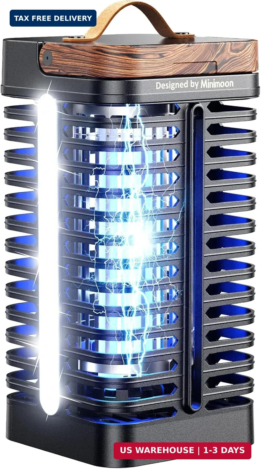 Minimoon Bug Zapper Outdoor with Dual LED Lights, 15W Mosquito Zapper 4200V Elec