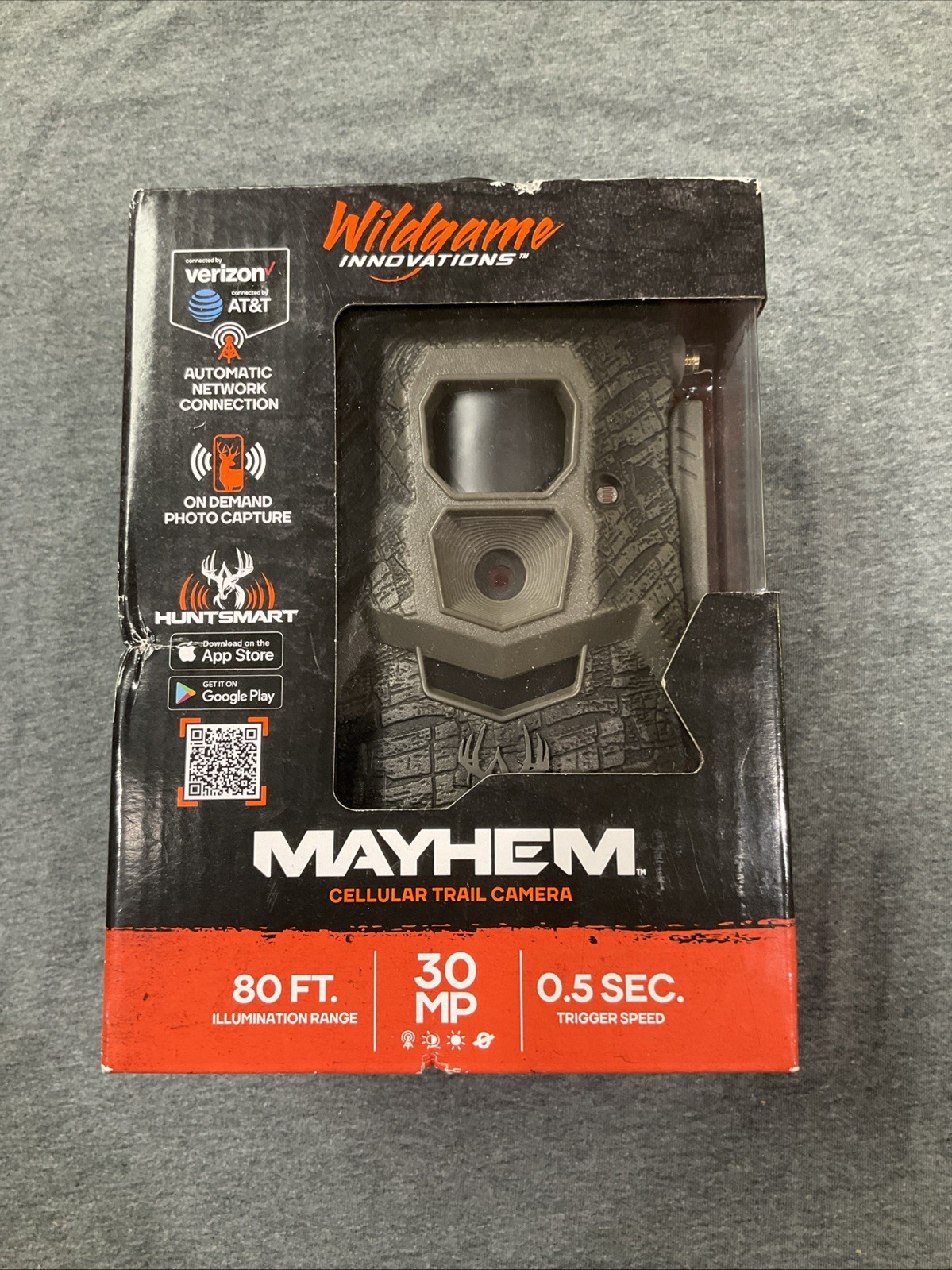 Wildgame Innovations Mayhem Cellular Trail Camera 80Ft. Illumination 30MP Gray