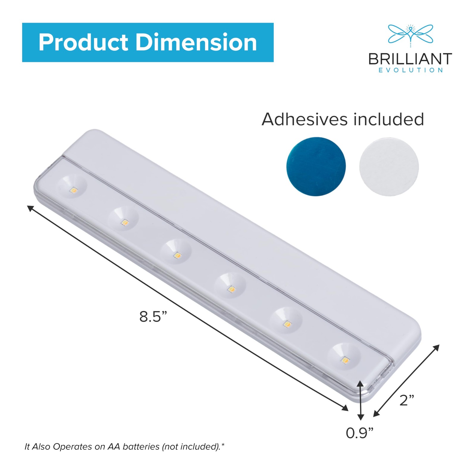 Brilliant Evolution 0.9" Ultra-Thin Wireless Under Cabinet 1 pack, White