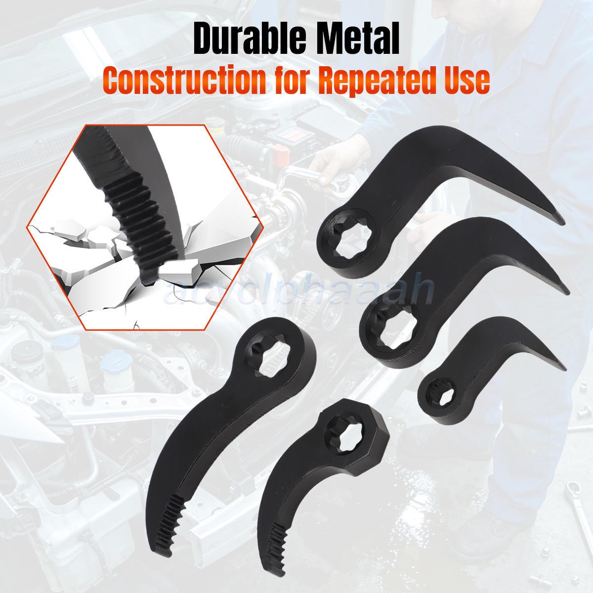 Mechanic Pry Bar Tool Set 5PCS Adjustable Angle Adapter For 1/4 3/8 1/2 Ratchets