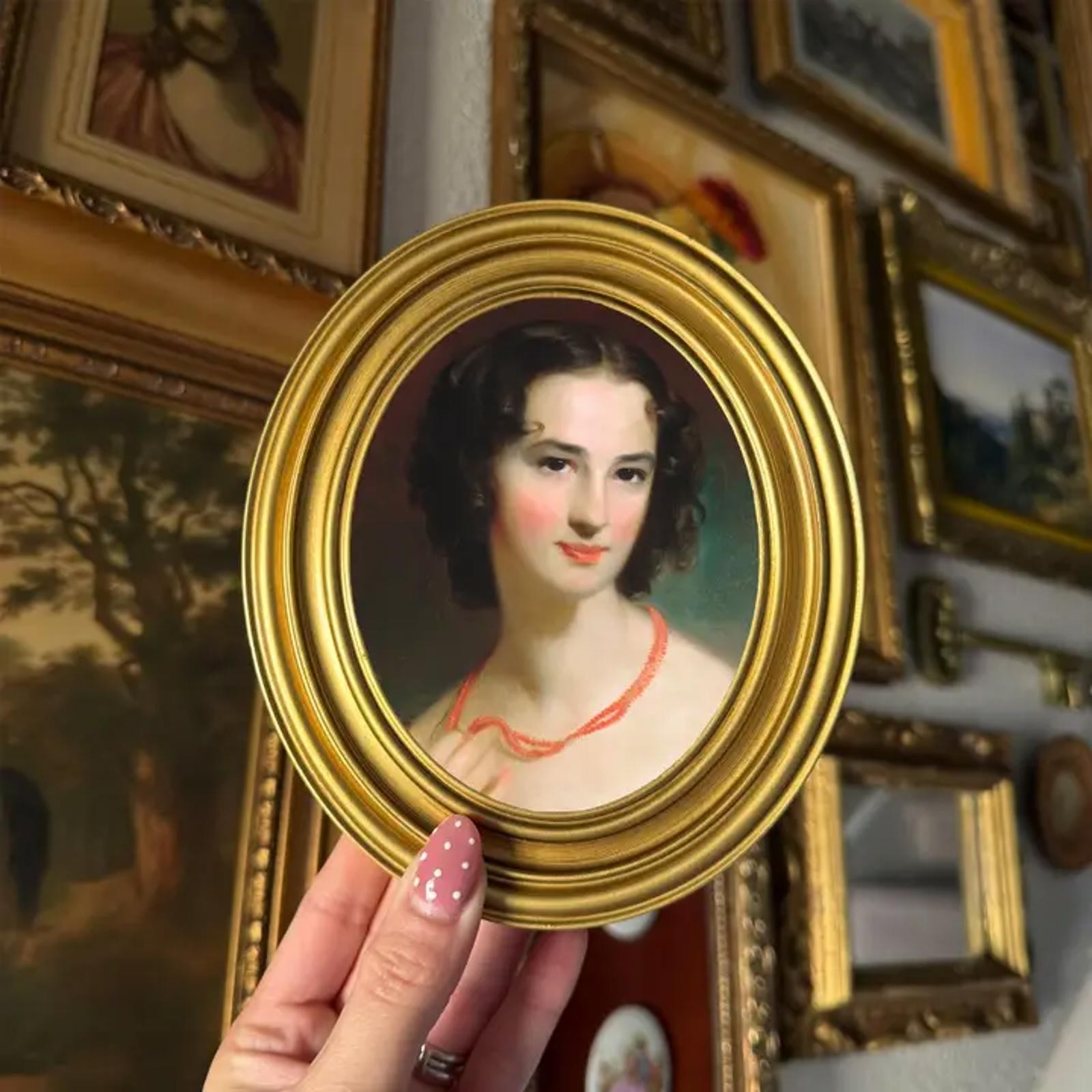 Vintage Style Portrait of Lady James Art Print Framed Oval