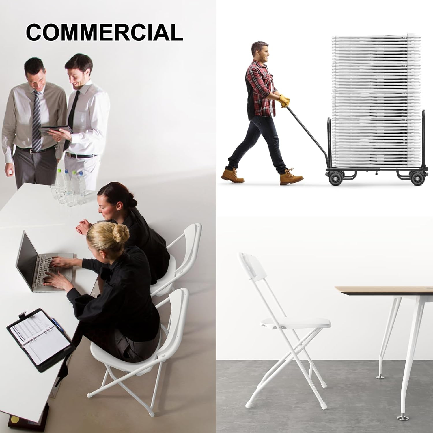 10 Pack White Folding Chairs, Portable Party Chairs, Plastic Folding Chair,Stack