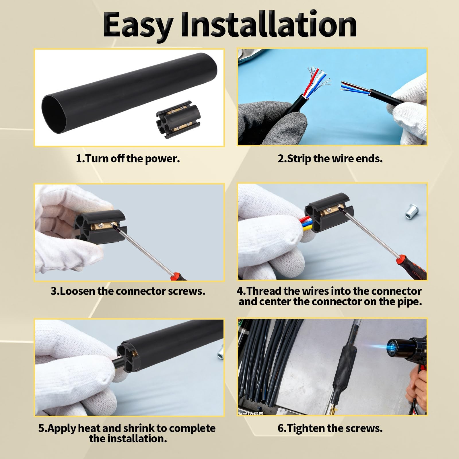 2 Sets Underground Line Wire Splicing Kit, Including Connectors Heat Shrink T...