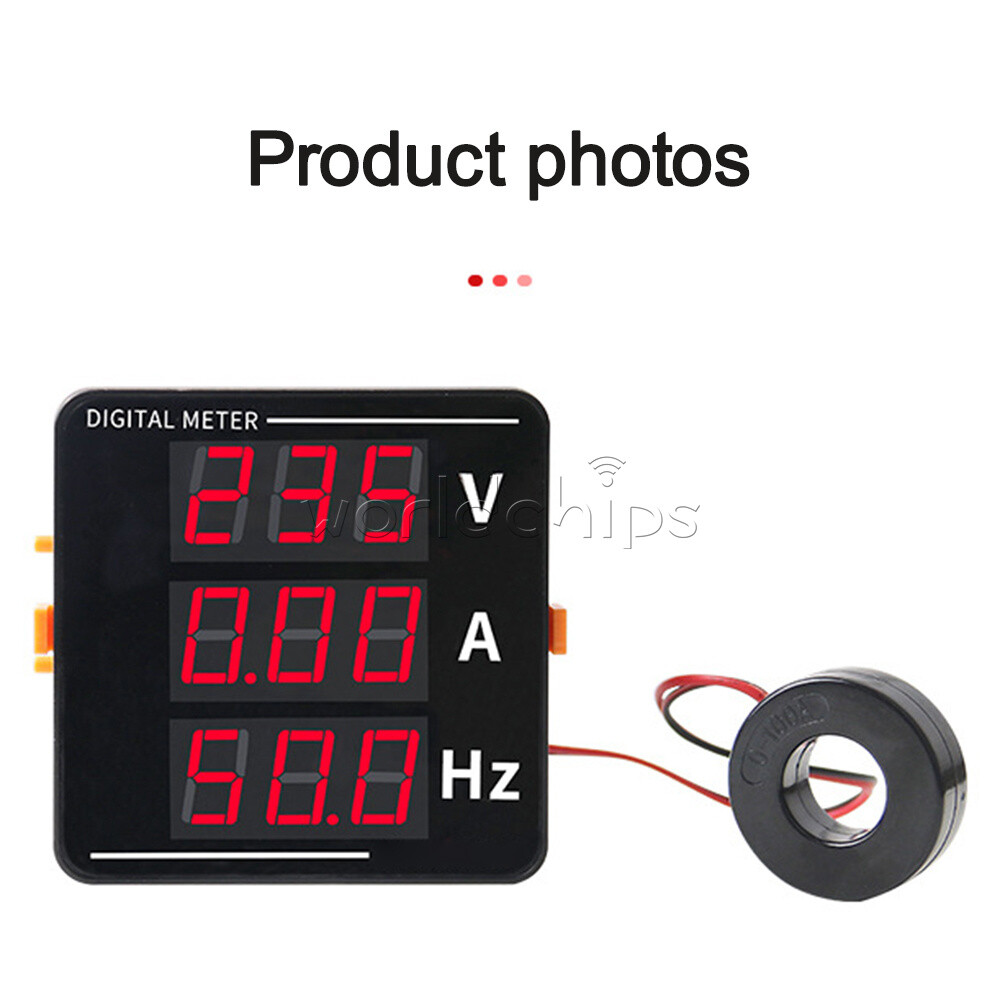AC50-500V Voltage Current Frequency Meter Digital LED Voltmeter Ammeter AC0-120A