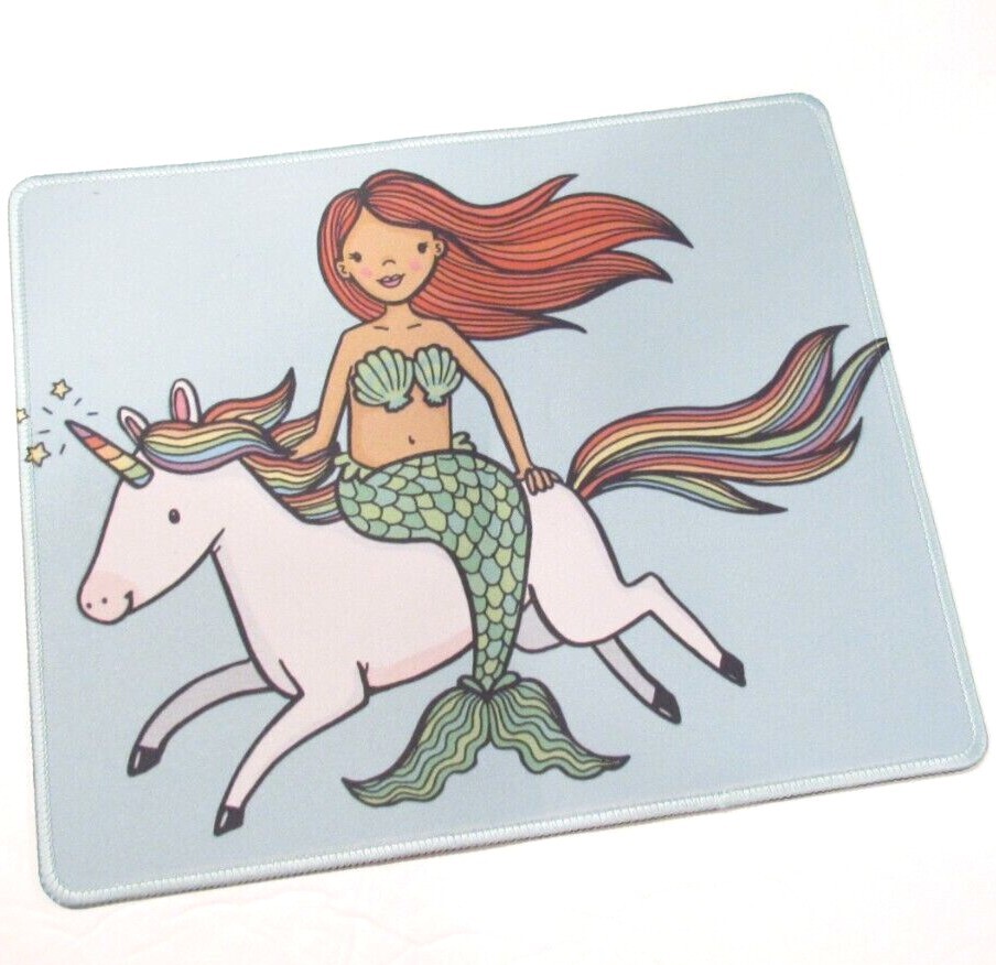 Mermaid Riding Unicorn Mouse Pad Large Size 11 1/2" X 9 1/2"
