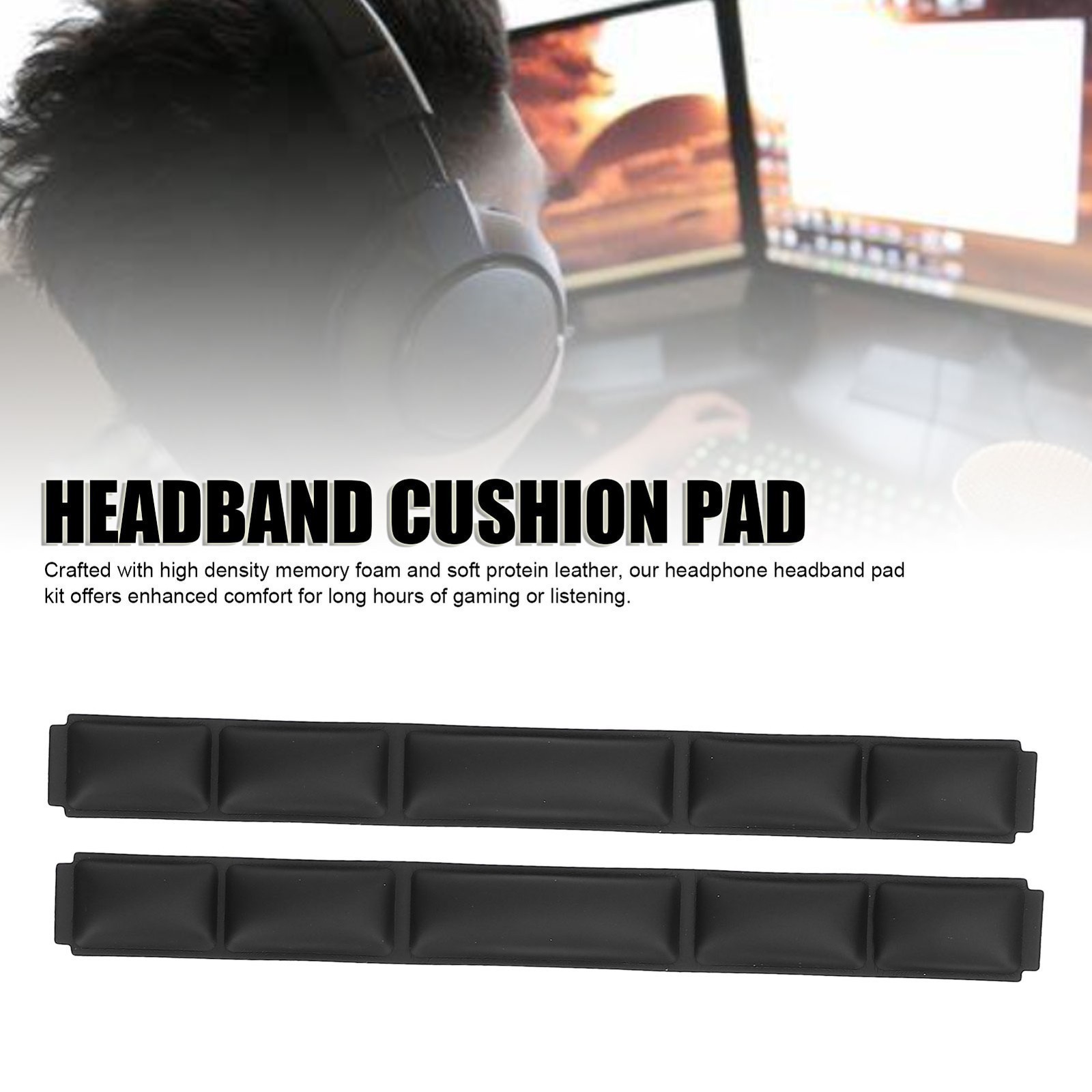 2PCS Replacement Headband Pad Kit Comfortable Protein Leather High Elasticity H