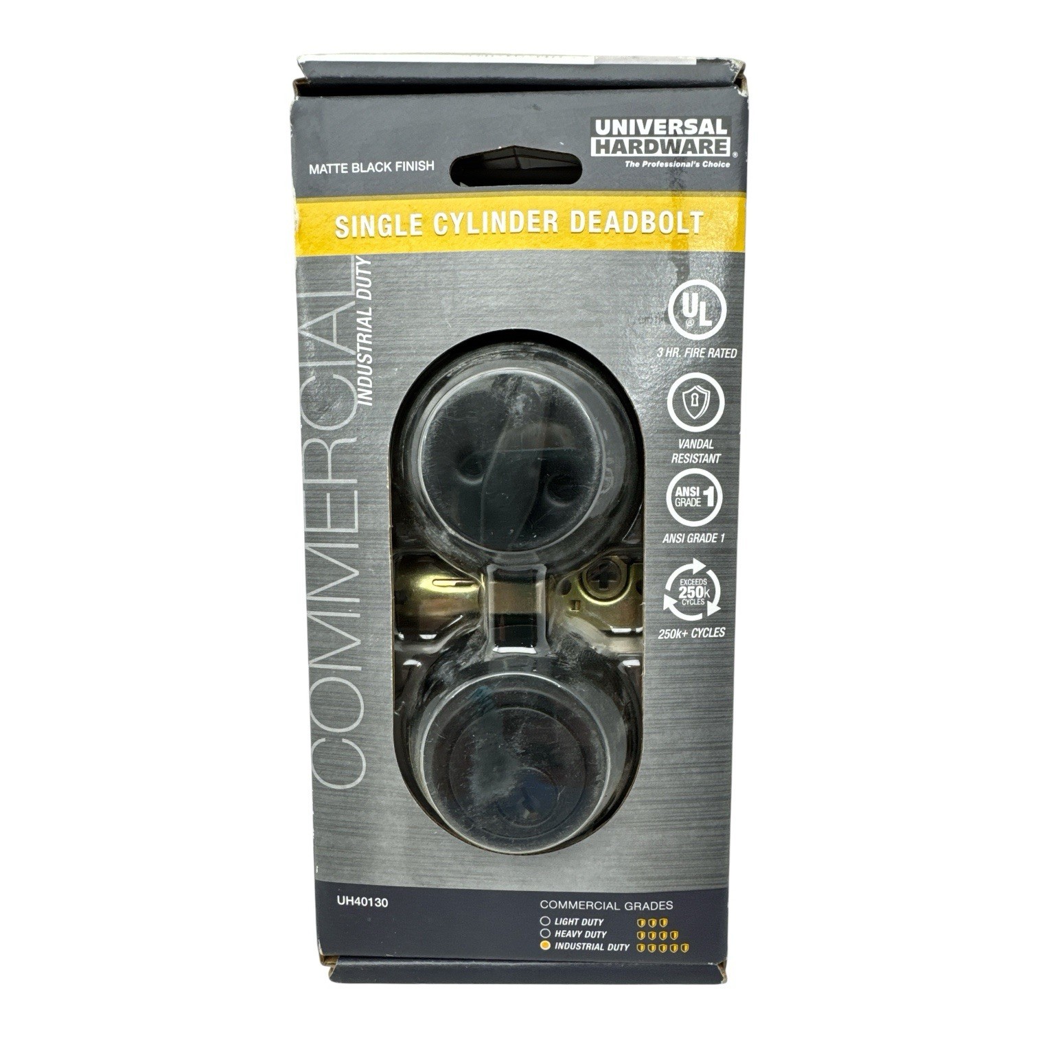 Universal Hardware UH40130 Industrial Single Cylinder Deadbolt Matte Black New