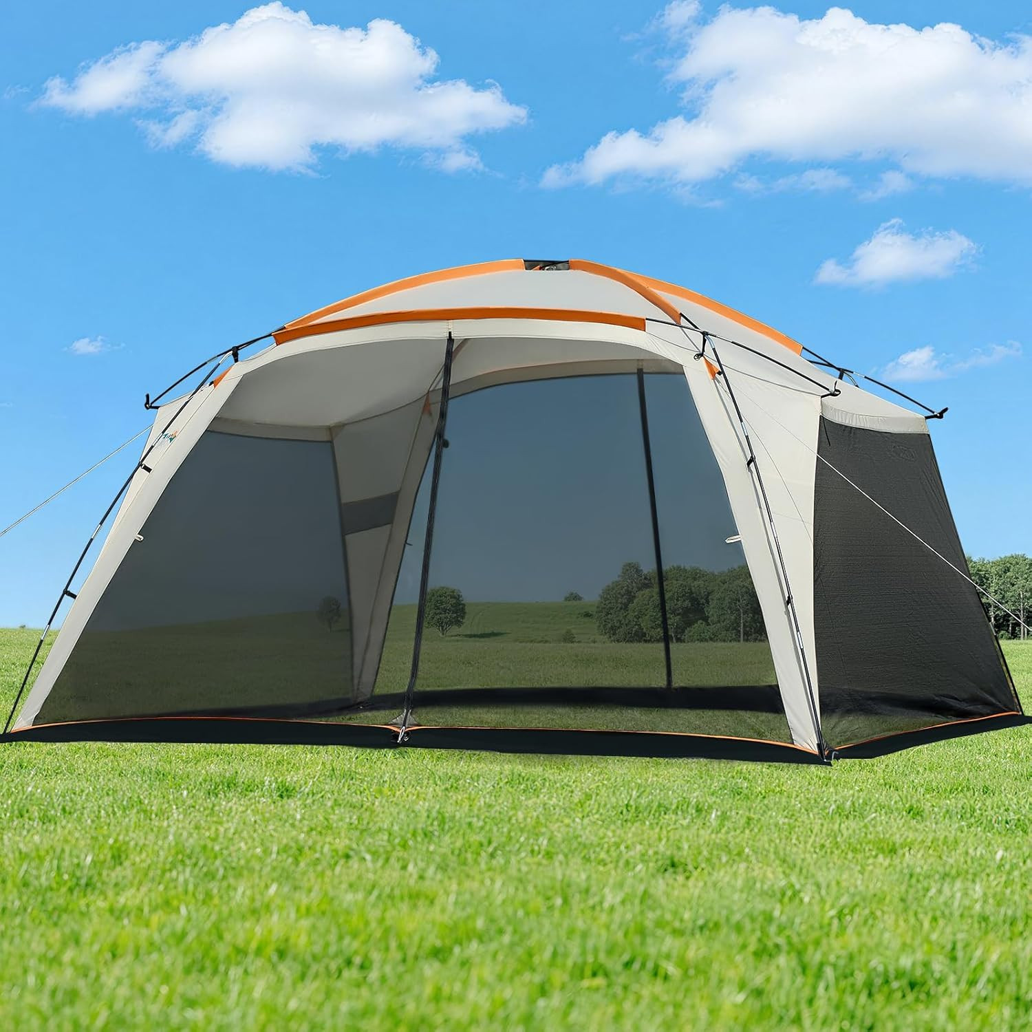 Screen House Tent 12X12Ft Screen Room Mesh Gazebos W/ 2 Zipper Doors, Camping Te