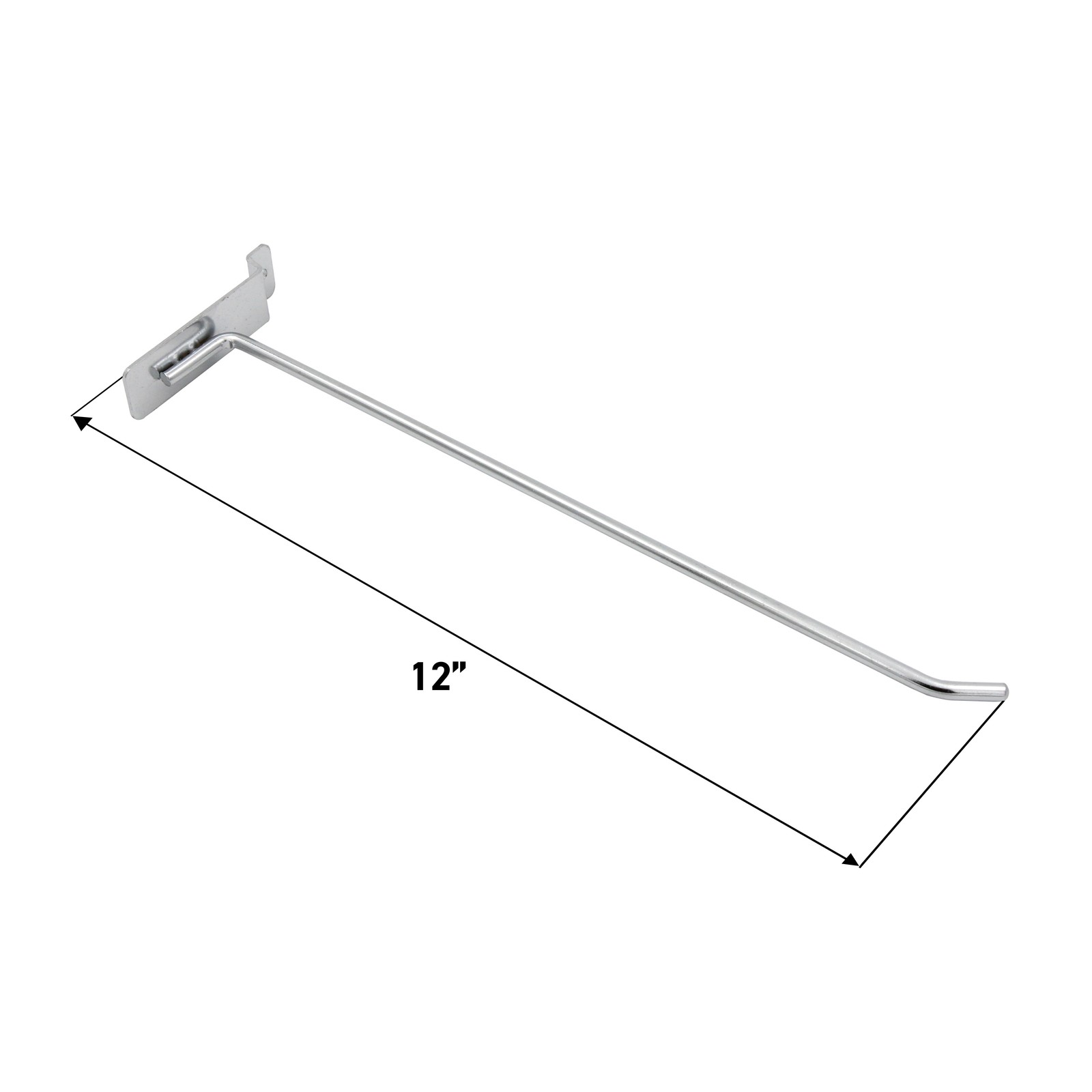 12" Slatwall Hooks - Chrome - Pack of 50