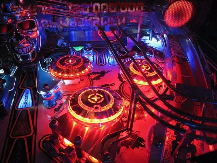 TERMINATOR 2 T2 CHROME PINBALL POP BUMPER DECALS from METAL-MODS CHROME CAPS