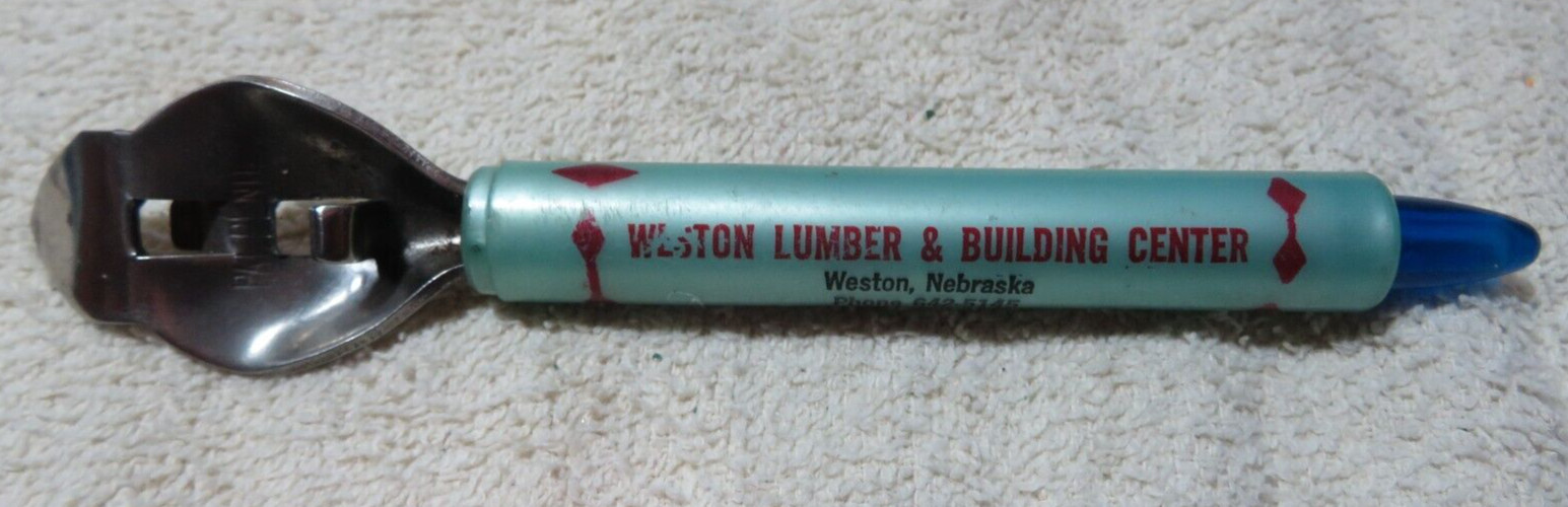 Vintage WESTON LUMBER & BUILDING CENTER Bottle Can Opener Advertising Promotion