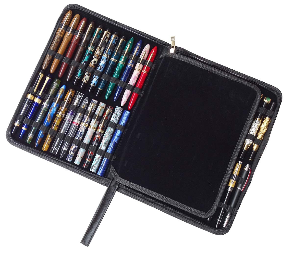 48 Fountain Pen Case PU Leather, Rollerball Pen Display Holder Bag, Pouch Lar...