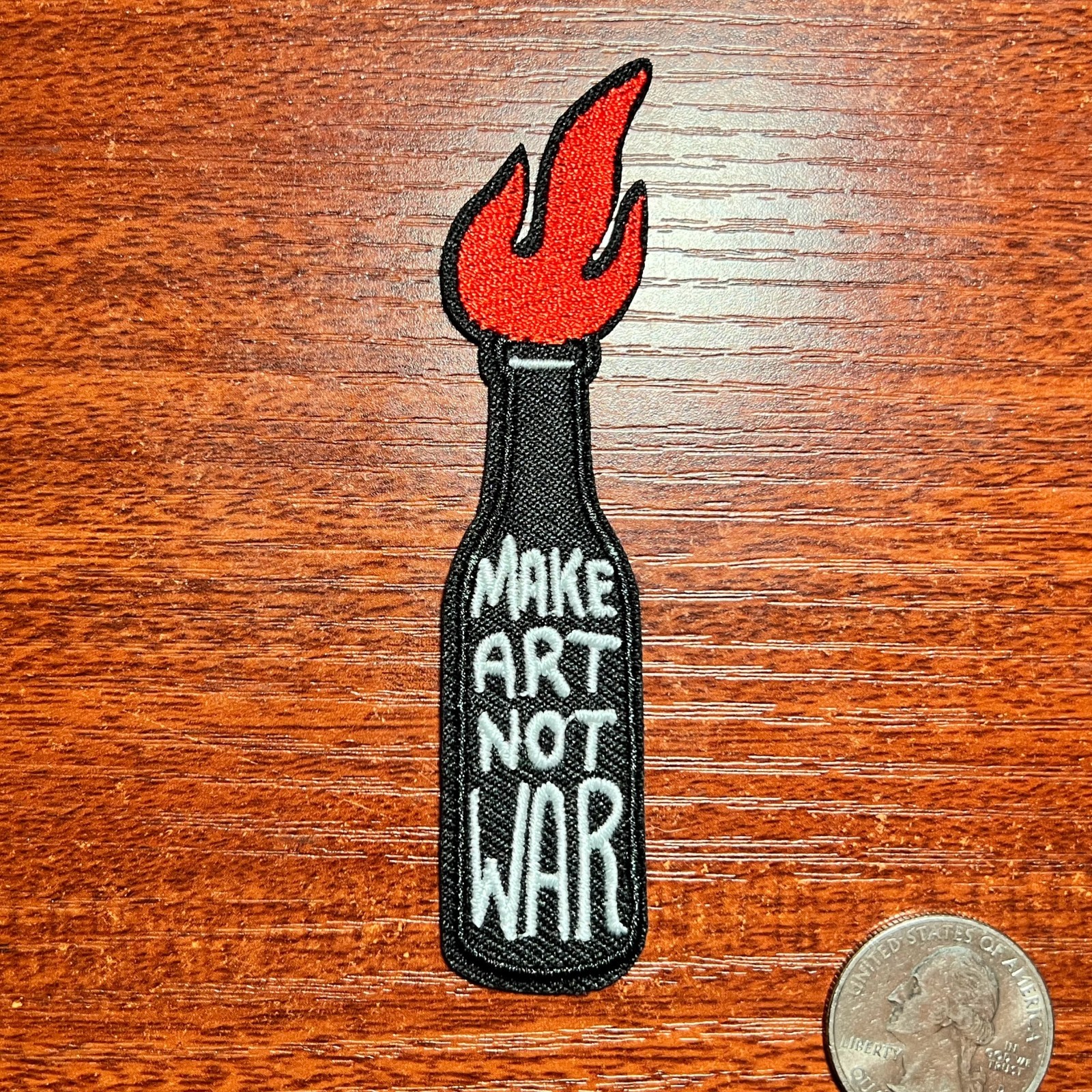 Make Art Not War Patch Peace Slogan Graffiti Street Art Embroidered Iron On 4x1"