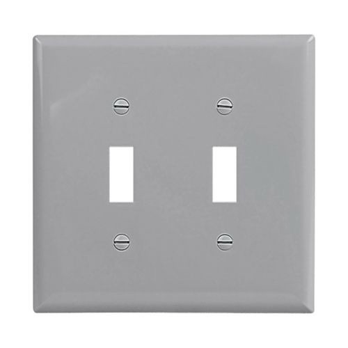 Eaton PJ2GY-F-L 2-Gang Toggle Switch Wallplate Mid-Size Gray