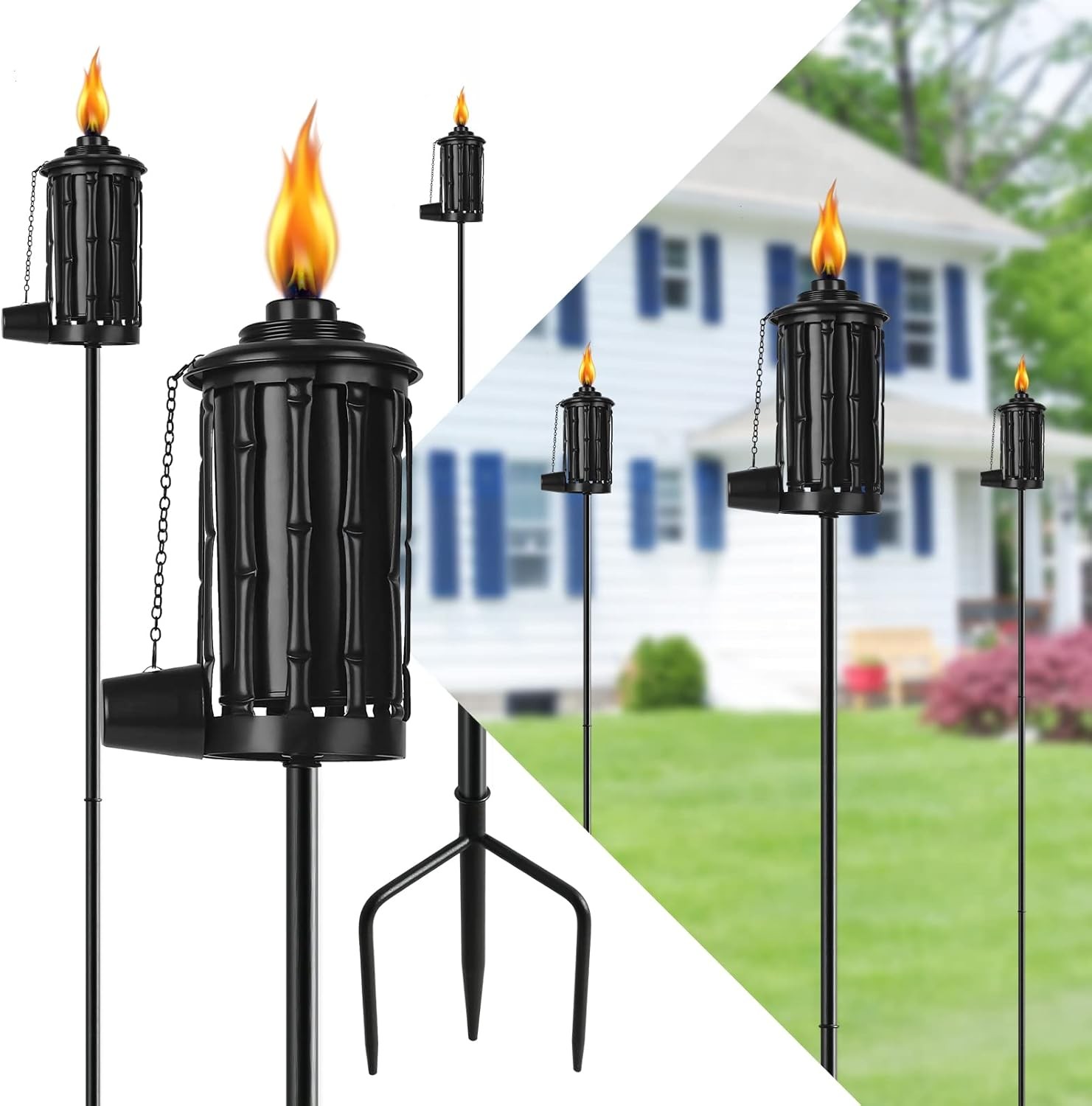 Home Garden Torch Set of 6 16oz Outdoor Metal Torch Garden Décor,59-Inch