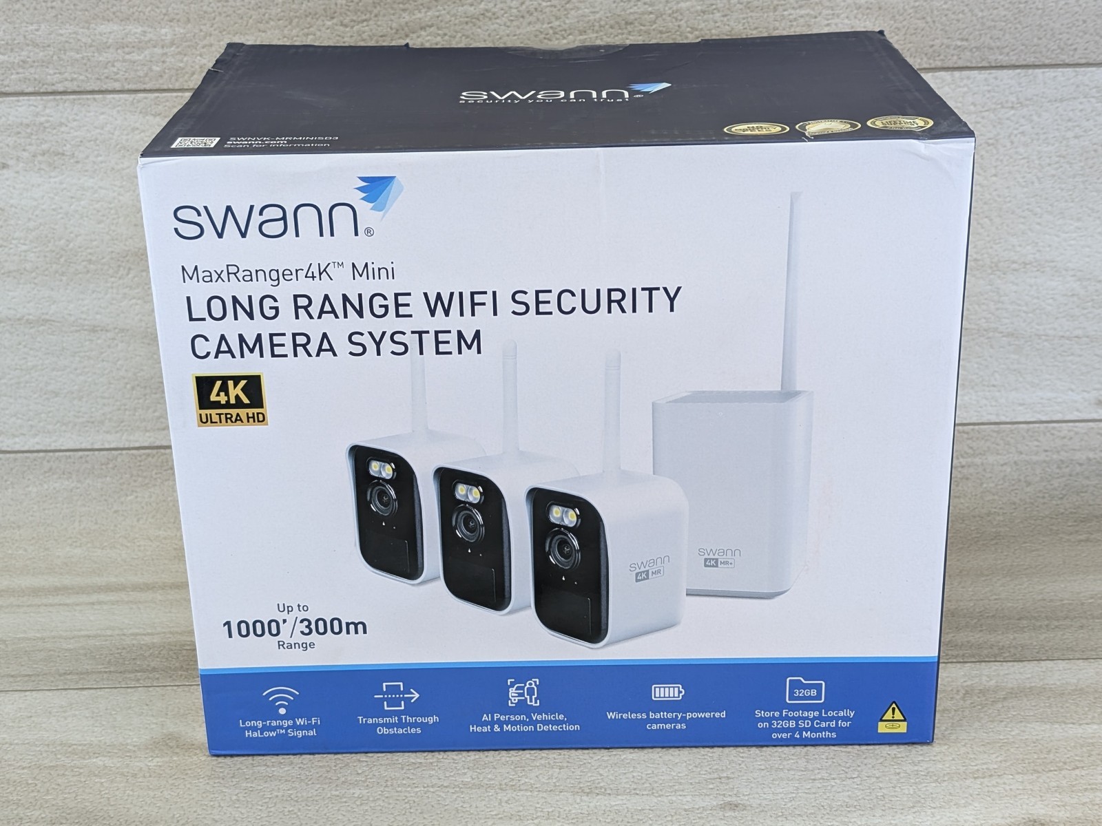 Swann MaxRanger4K 3-Camera Long-Range Wireless Security System Max Ranger 4K New