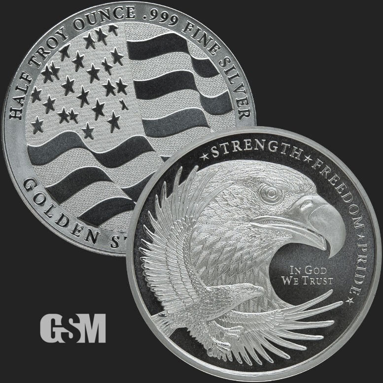 1/2 oz .999 Fine Solid Silver - GSM Double Eagle Uncirculated Round IN STOCK