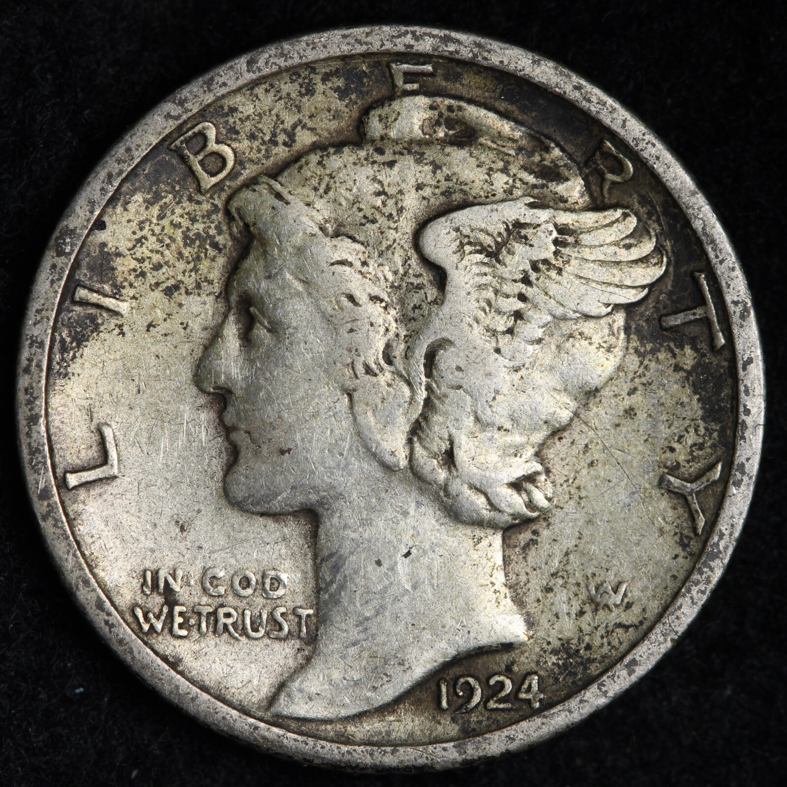 1924-S Mercury Silver Dime CHOICE XF+ E280 VN