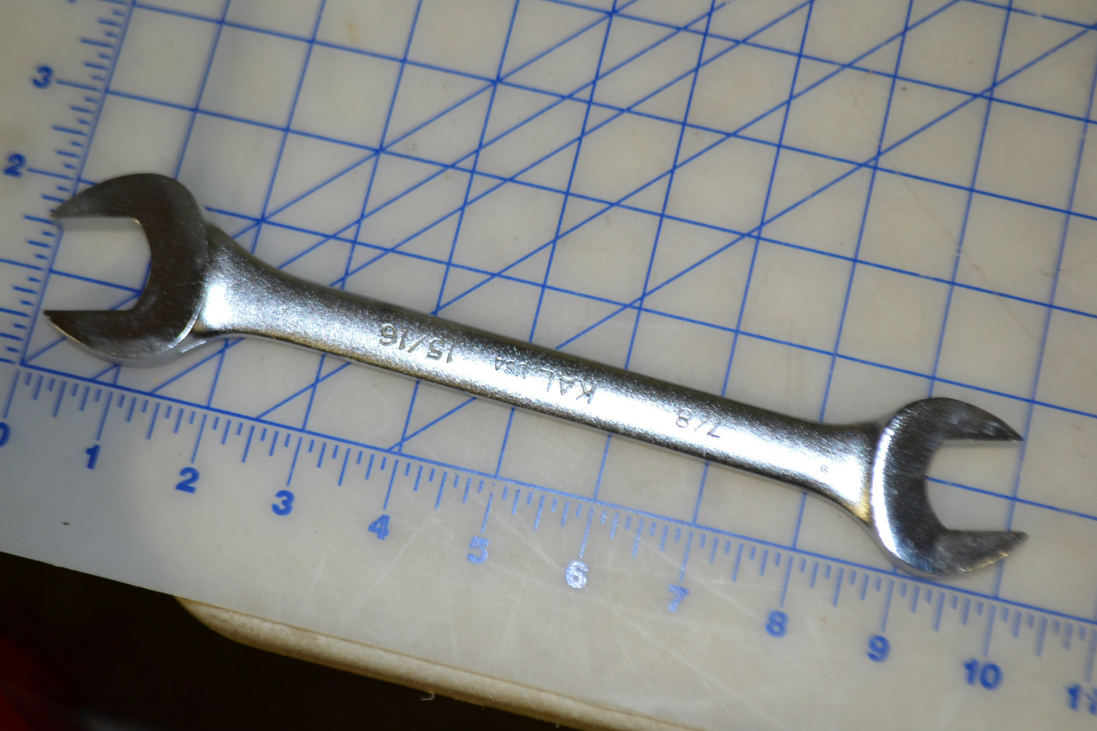 *USA made hand tool 7/8" 15/16" open ended wrench metal heavy duty KAL 12oz