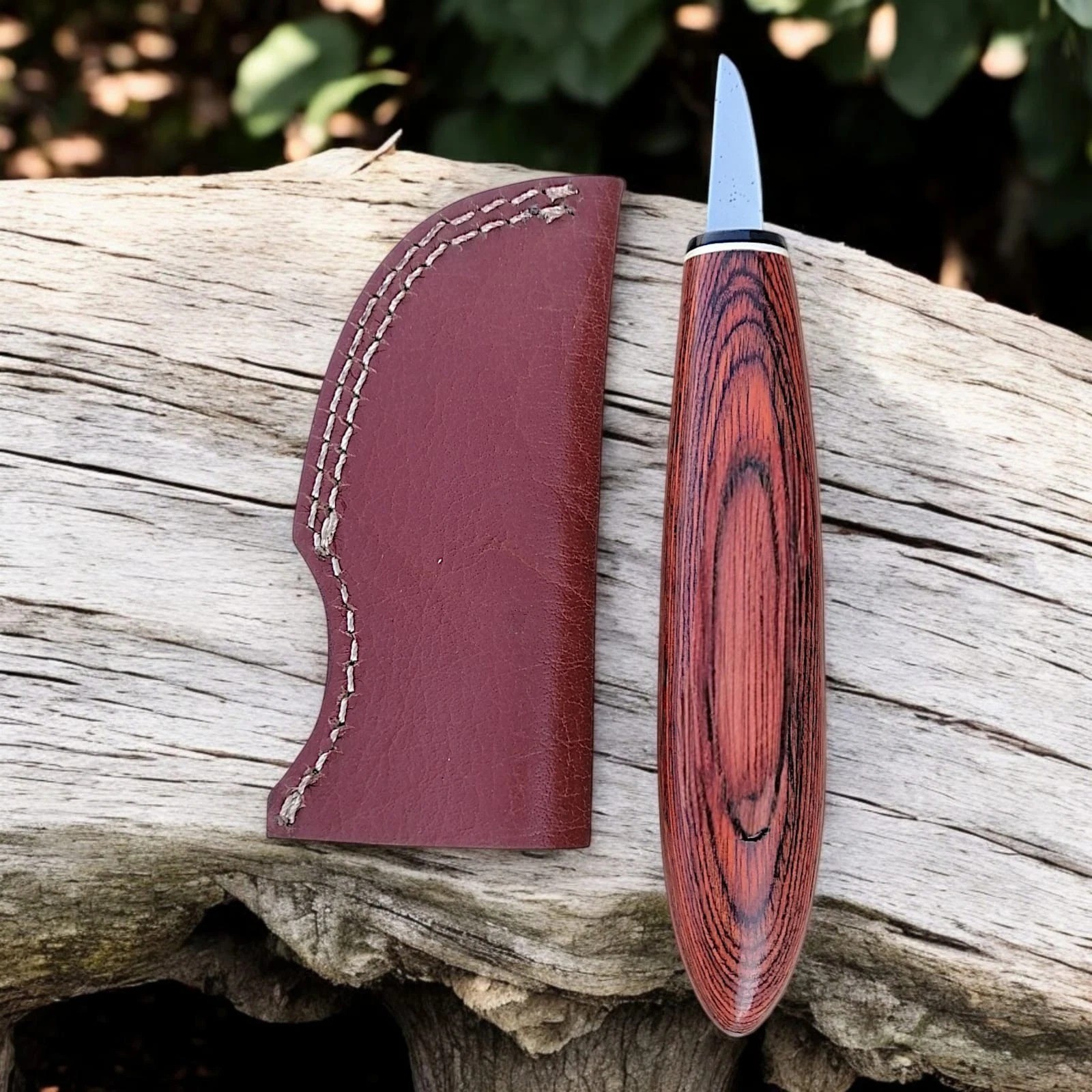 Handmade Wood Carving Knife Whittling Tool Fixed Blade with Leather Sheath