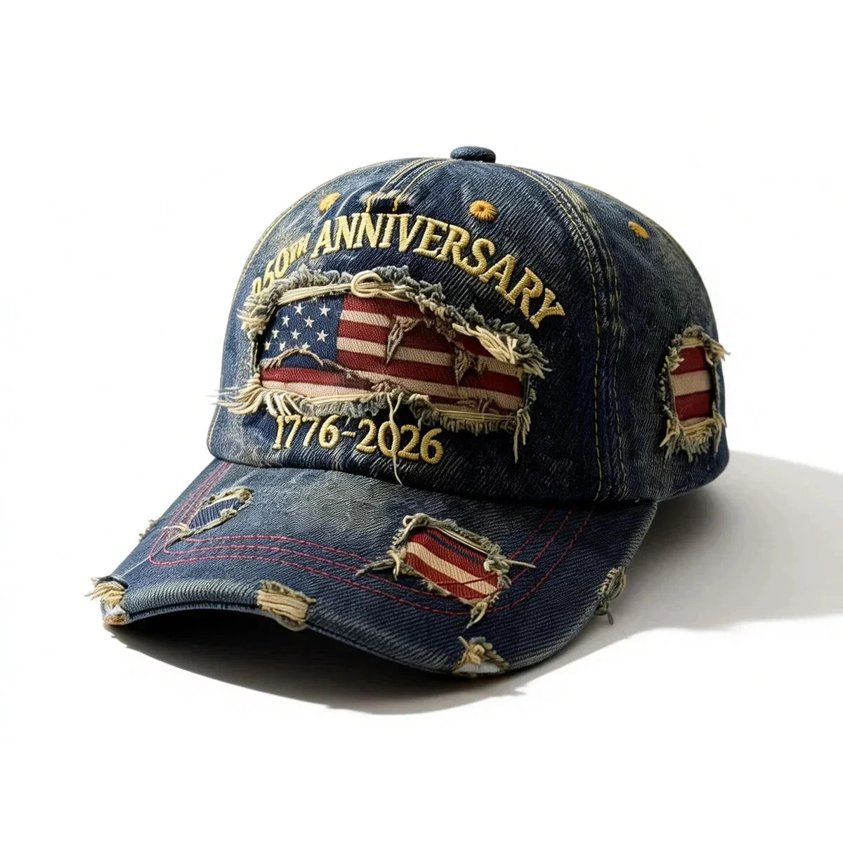 US 250th Anniversary Hat Denim Baseball Cap Patriotic 1776–2026 American