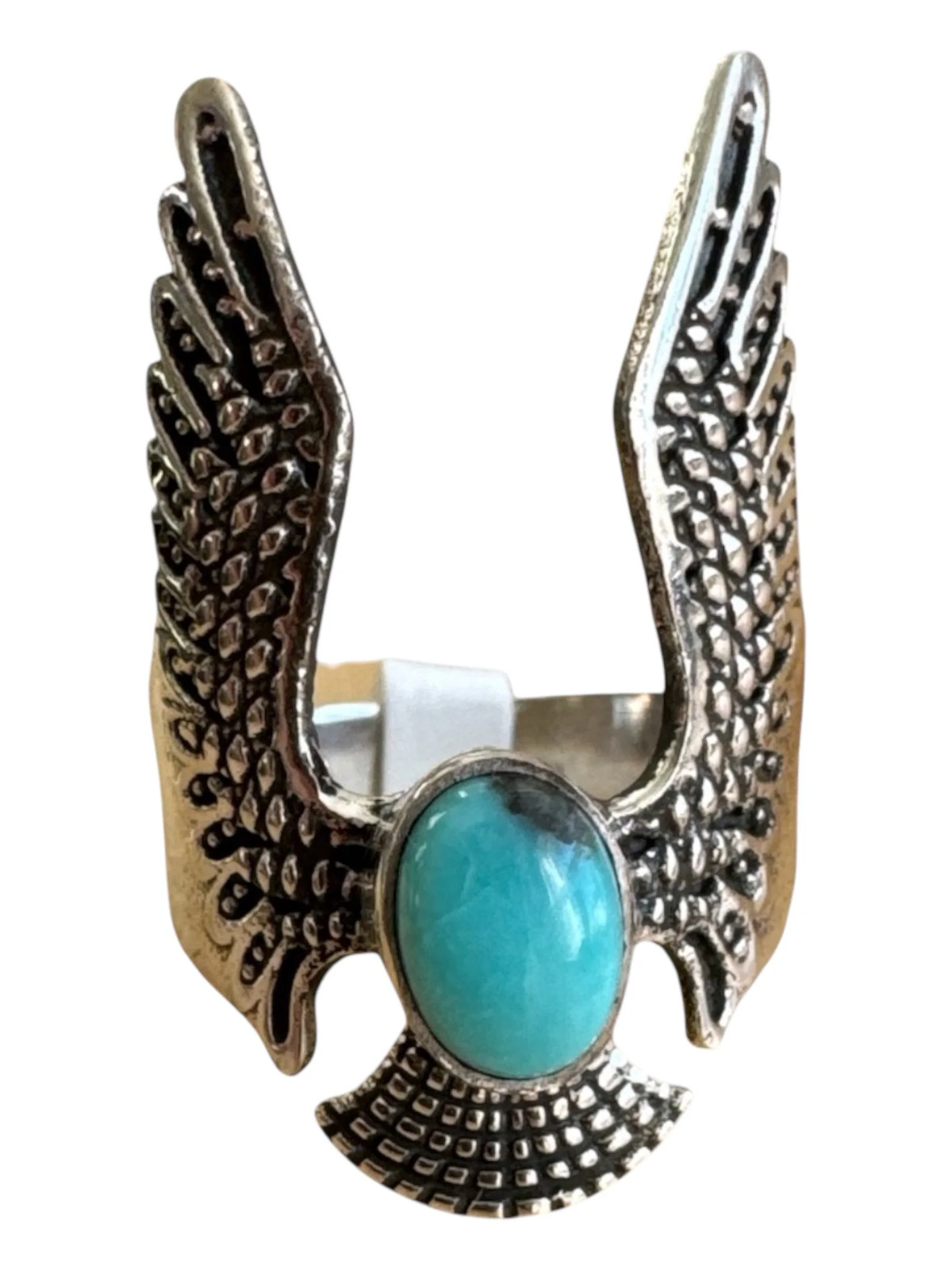 Kingman Turquoise EAGLE Solid 925 Sterling Silver Ring 6