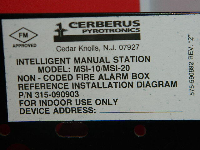 SIEMENS CERBERUS PYROTRONICS MSI-10B MANUAL PULL STATION FIRE ALARM