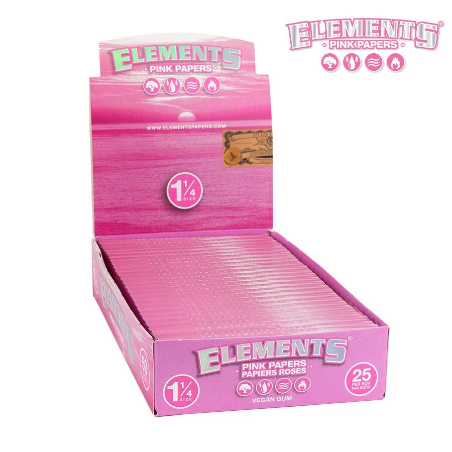 ELEMENTS Pink Papers 1 1/4 Size Rolling Paper - 3 Booklets