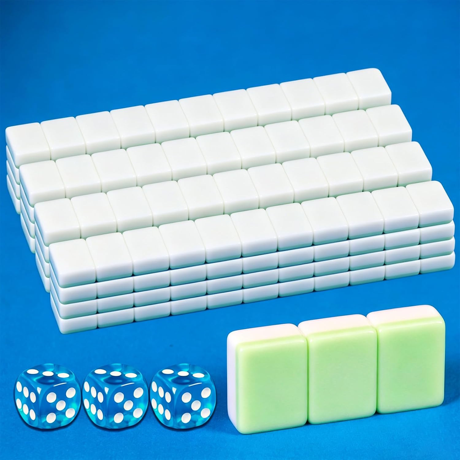 166 Blank Mahjong Tiles 1.2-Inch Green Blank Mahjong Tile Set