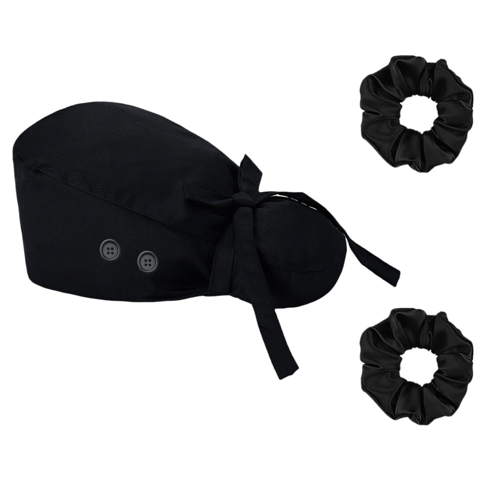 1PC Satin Lined Scrub Cap for Women, Surgical Nurse Caps with 4 Buttons Cotto...